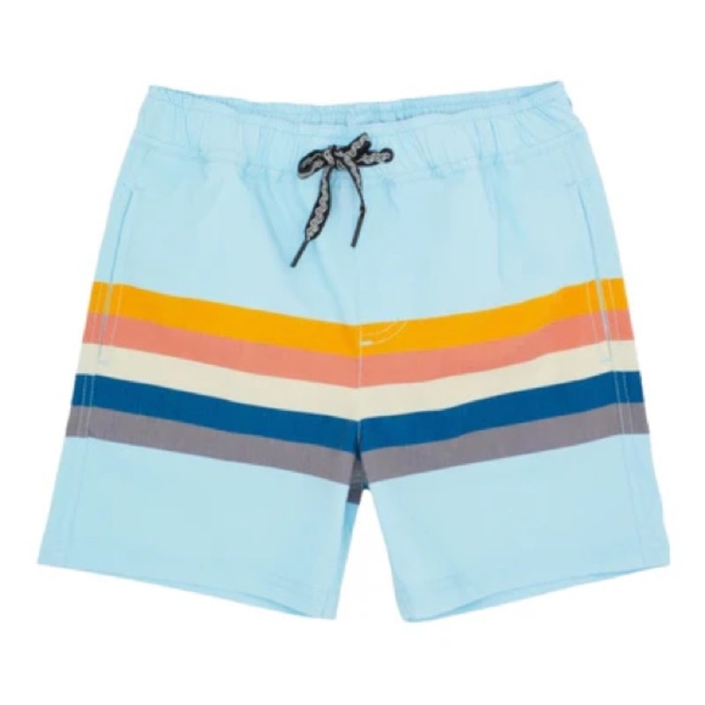 Retro Sunset Palms Board
Shorts with Contrast Trim
